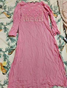 Embroidered Pink Kurti
