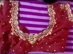 Elegant Red Aari Embroidered Blouse