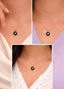 Elegant Blue &amp; Gold Pendant Necklace