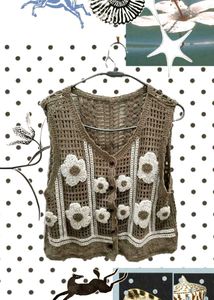Crocheted Floral V-Neck Vest