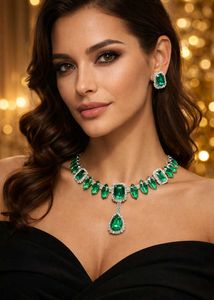 Emerald Green Necklace &amp; Earings set