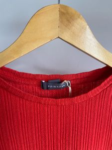 PRIMARK Red Ribbed Cropped T-Shirt