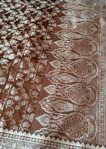 Elegant Brown &amp; Silvernew silk  Saree