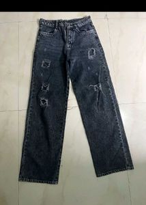 Distressed Wide Leg Denim Jeans