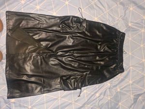 Black Faux Leather Cargo Pants