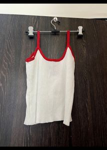 White ribbed cami with 'Honey' graphic