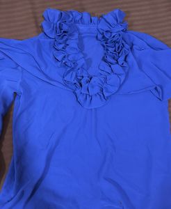 Blue Ruffled Blouse