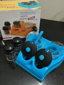 Retro Blue Salt &amp; Pepper Set with Jars- New