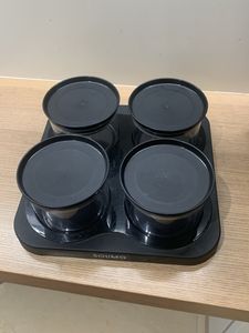 Set of 4 Black Stackable Containers