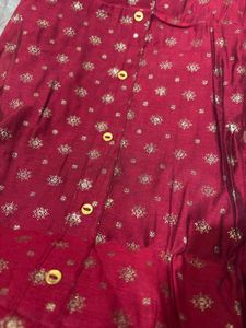 Elegant Red Kurta with Gold Print