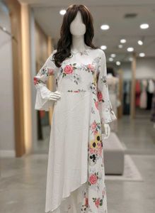Floral Print White Kurta