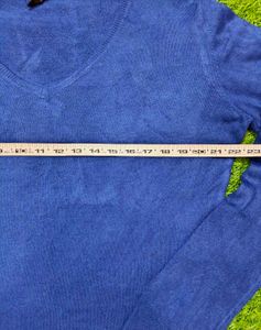 Imported Blue V-Neck Pullover Sweater