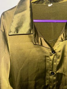 olive button down formal  kurti