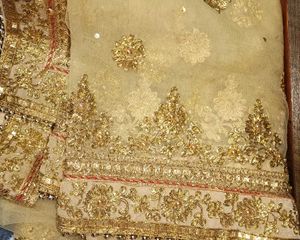Elegant Gold Embroidered Indian Scarf