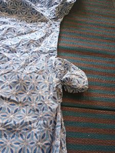 Stylish Blue Geometric Print Kurta with one side p