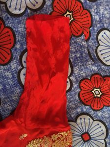 Red Embroidered Silk Blend Suit