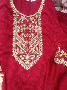 Elegant Red Embroidered Kurta Set