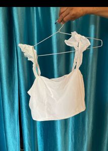 White Crop Top with Tie Straps