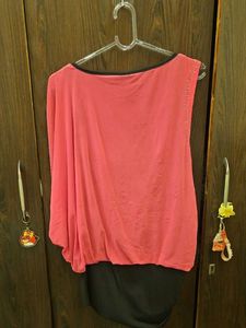 Chic Pink &amp; Black Embellished Top