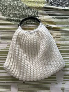 Crocheted White Handbag with Sunflower Charm