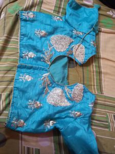 Sea-green Colour Designer Blouse (Half Sleeve)