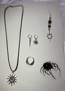 Goth Spider & Sun Jewelry Set