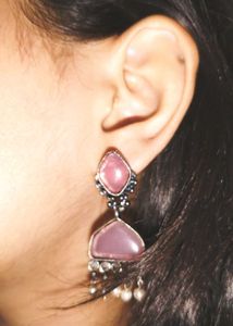 Elegant Purple Stone Earrings with Pearls