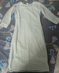 Beautiful thread work kurta with white plazo