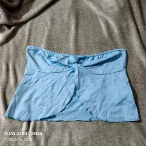 332510. Light Blue Twist Front Bandeau Top