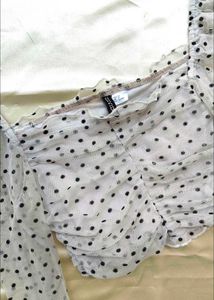 H&amp;m Polka Dot Mesh top