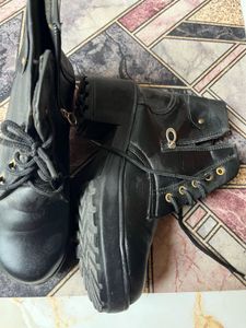 Black Lace-Up Ankle Boots