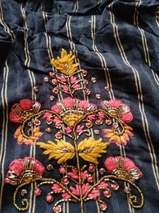 Striped Embroidered Kurti