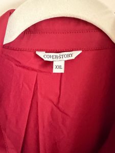 Maroon Collared Sleeveless Midi Dress with Belt