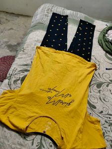 Yellow Graphic Print T-Shirt and Pants Set