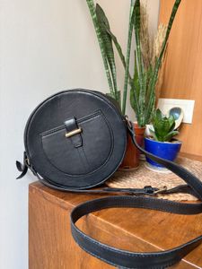 Black Round Crossbody Bag - Sustainable