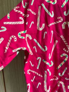 Candy Cane Print Pajama Top