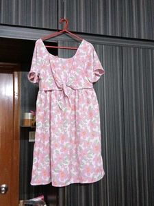 Pink Floral Tie-Front Dress