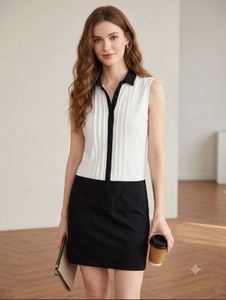 Chic Sleeveless Black & White Dress