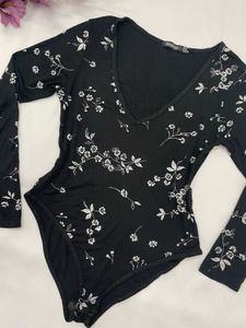 Floral Print Long Sleeve Bodysuit
