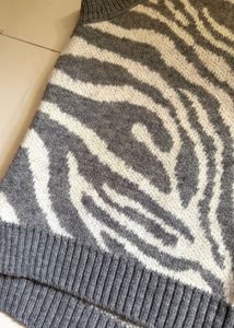Grey Zebra Print Knit Vest