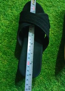 Black Cross-Strap Wedge Sandal