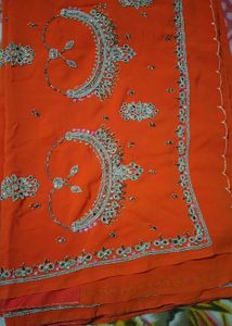 Embellished Orange Saree