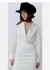 Zara White Ruched Mini Dress