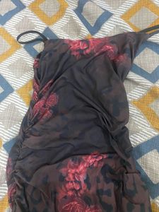 PRINTED MAXI MESH DRESS