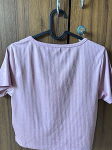 Cute Lilac Ribbed Lace-Up Crop Top