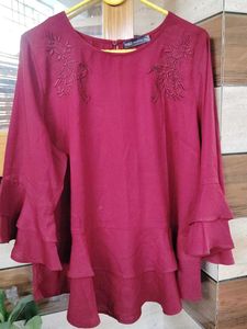 Beautiful Maroon Top with Embroidery for casual we
