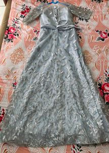 Elegant Grey sequinned corset tie Gown