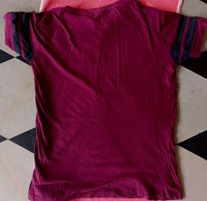 maroon t shirt size-L 42cms