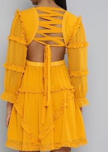 Magre Bell Sleeve Mustard Dress