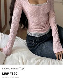 Cute Pink Textured Long Sleeve Top